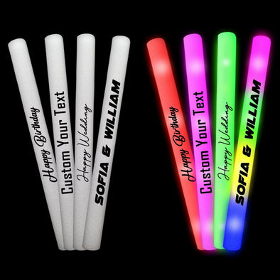 Custom Foam Light Up Sticks Bulk(10-100PCS) Personalized Glow Sticks for Wedding Birthdays Parties DJ Concerts Festivals Dance Floor Props