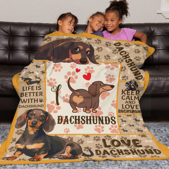 Dachshund Pattern Blanket Fleece Throw Blanket Super Soft Warm Gifts for Baby Girls Boys Kids Mom Grandma Room Decor