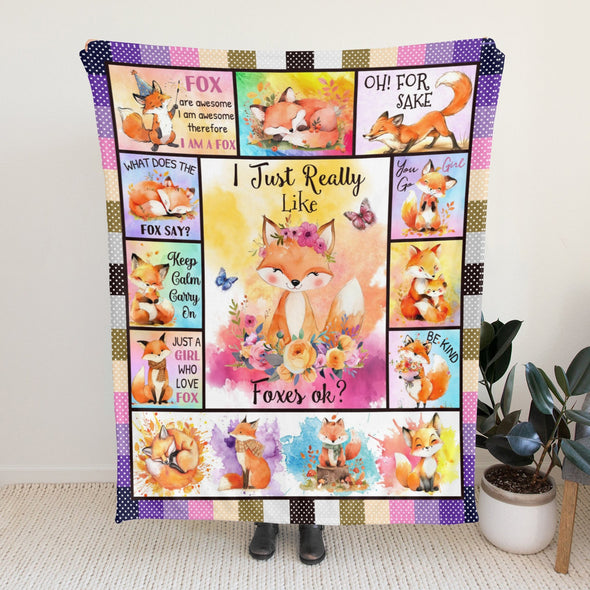 Fox Pattern Blanket Fleece Throw Blanket Super Soft Warm Gifts for Baby Girls Boys Kids Mom Grandma Room Decor