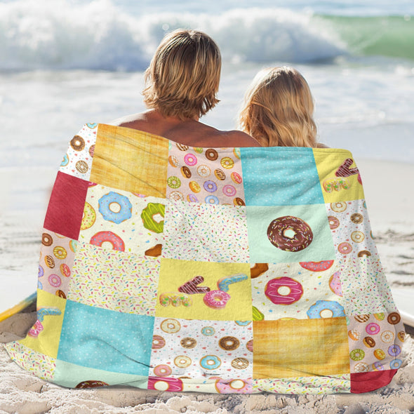 Donut Pattern Blanket Fleece Throw Blanket Super Soft Warm Gifts for Baby Girls Boys Kids Mom Grandma Room Decor