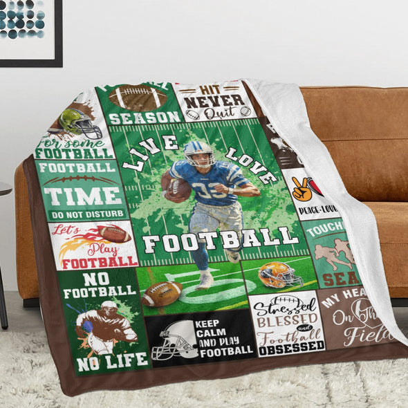 Football Pattern Blanket Fleece Throw Blanket Super Soft Warm Gifts for Baby Girls Boys Kids Mom Grandma Room Decor