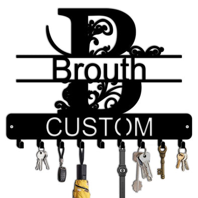 Personalized Metal Key Holder Custom Family Name Rack Hooks for Wall Mount Home Living Room Kitchen Decor Housewarming Wedding Gift