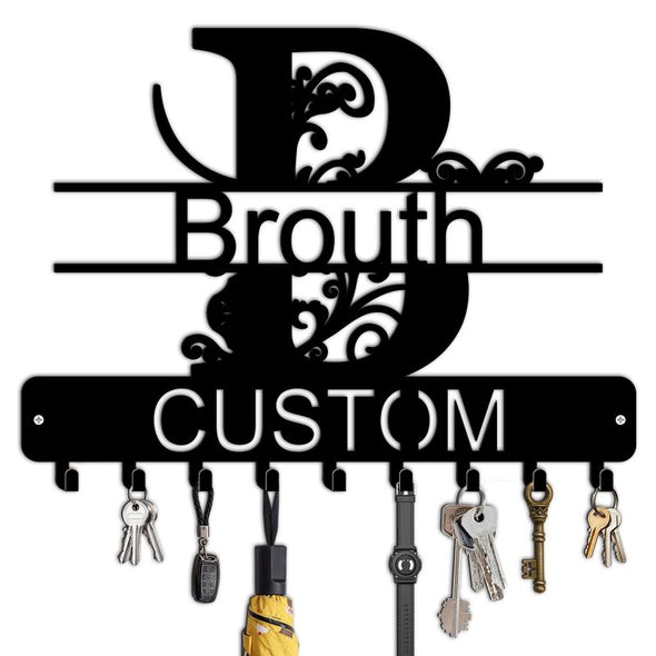 Personalized Metal Key Holder Custom Family Name Rack Hooks for Wall Mount Home Living Room Kitchen Decor Housewarming Wedding Gift