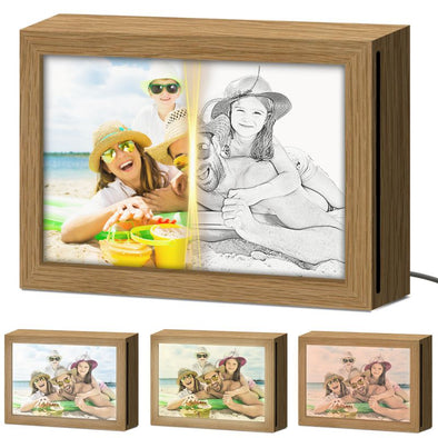 Custom Picture Frames with Light, Personalized Memorial Family Sketch Photo Lamp for Mothers Fathers Day Christmas