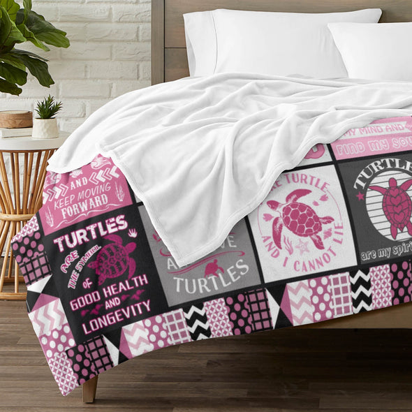 Turtle Pattern Blanket Fleece Throw Blanket Super Soft Warm Gifts for Baby Girls Boys Kids Mom Grandma Room Decor