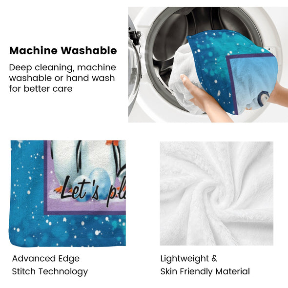 Penguin Blanket Fleece Throw Blanket Super Soft Warm Gifts for Baby Girls Boys Kids Mom Grandma Room Decor