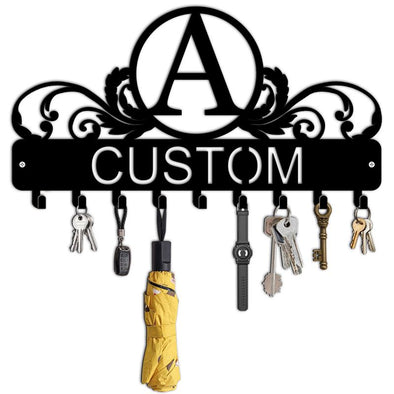 Personalized Metal Key Holder Custom Family Name Rack Hooks for Wall Mount Home Living Room Kitchen Decor Housewarming Wedding Gift