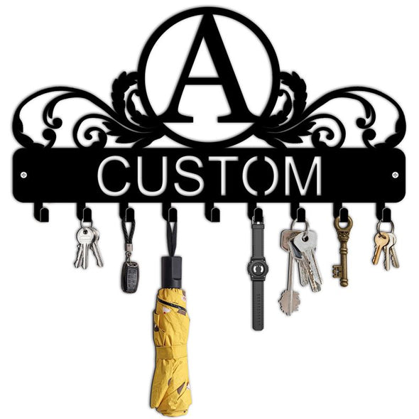 Personalized Metal Key Holder Custom Family Name Rack Hooks for Wall Mount Home Living Room Kitchen Decor Housewarming Wedding Gift