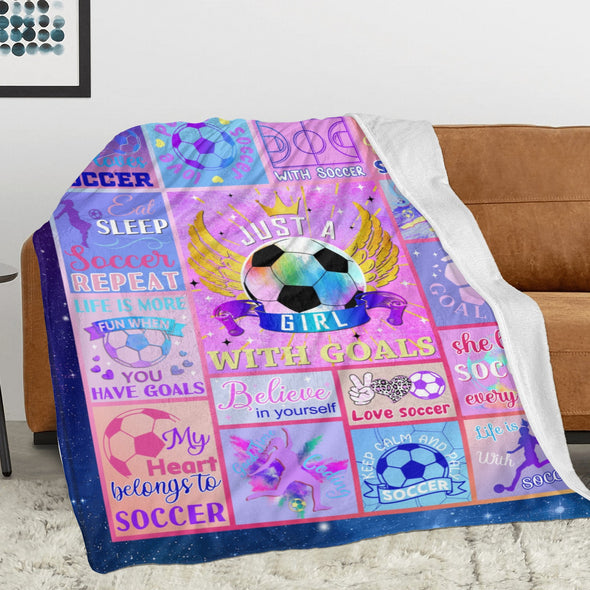 Soccer Blanket, Soccer Sports Themed Throw, Soft Nap Throw Blanket for Home Boys Girls Women Men Soccer Lovers Gifts