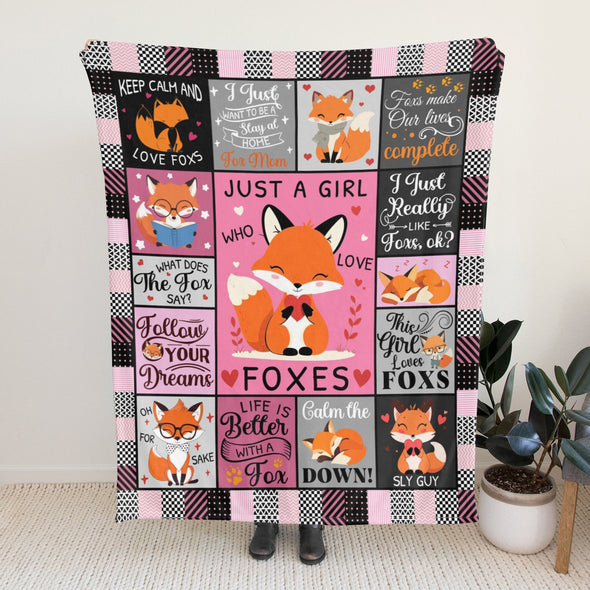 Fox Pattern Blanket Fleece Throw Blanket Super Soft Warm Gifts for Baby Girls Boys Kids Mom Grandma Room Decor