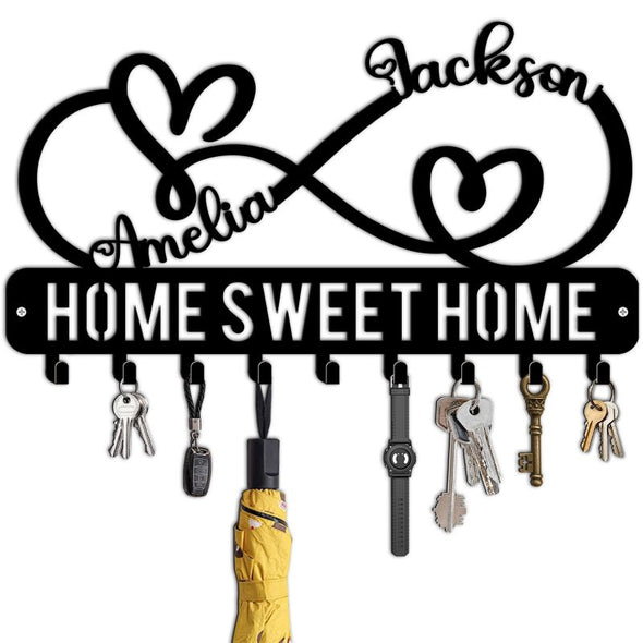 Personalized Metal Key Holder Custom Family Name Rack Hooks for Wall Mount Home Living Room Kitchen Decor Housewarming Wedding Gift