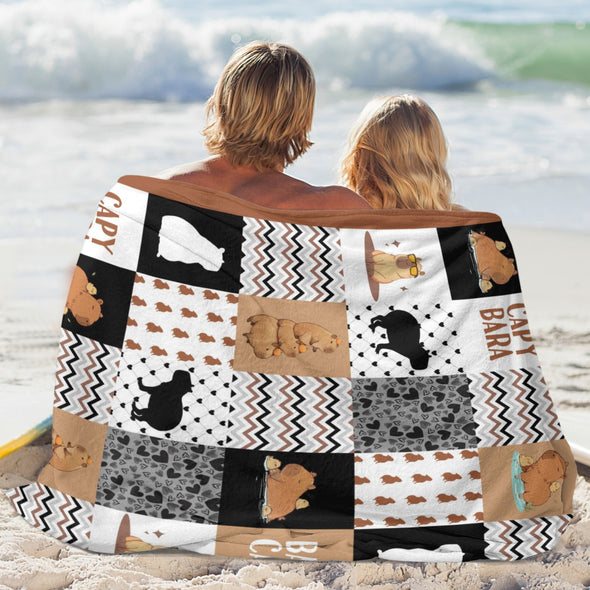 Capybara Pattern Blanket Fleece Throw Blanket Super Soft Warm Gifts for Baby Girls Boys Kids Mom Grandma Room Decor