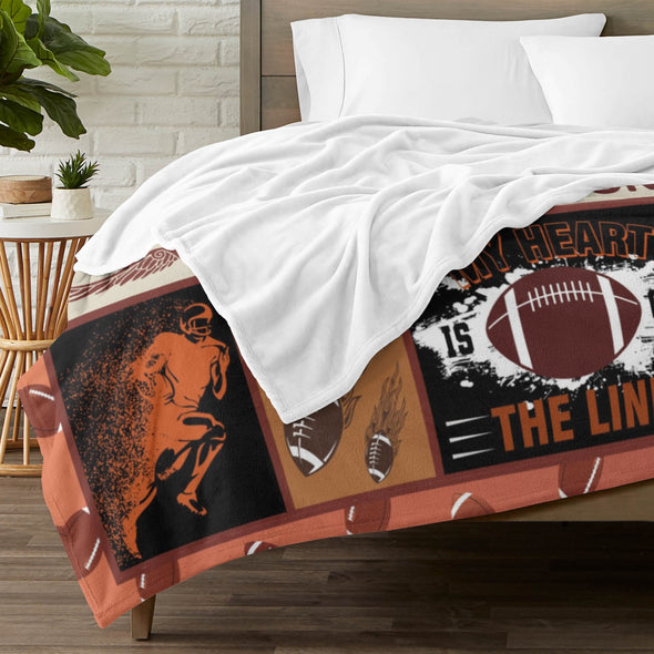 Football Pattern Blanket Fleece Throw Blanket Super Soft Warm Gifts for Baby Girls Boys Kids Mom Grandma Room Decor