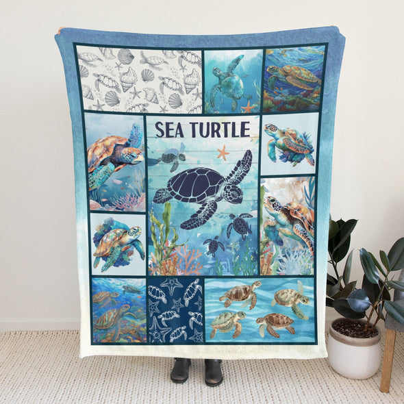 Turtle Pattern Blanket Fleece Throw Blanket Super Soft Warm Gifts for Baby Girls Boys Kids Mom Grandma Room Decor