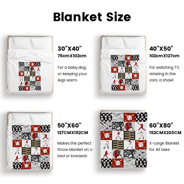 Baseball Pattern Blanket Fleece Throw Blanket Super Soft Warm Gifts for Baby Girls Boys Kids Mom Grandma Room Decor