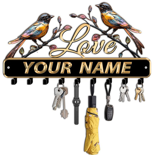 Personalized Metal Key Holder Custom Family Name Rack Hooks for Wall Mount Home Living Room Kitchen Decor Housewarming Wedding Gift