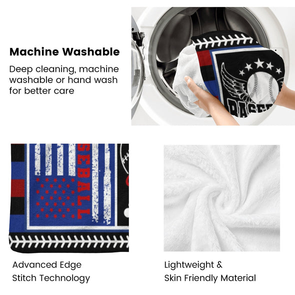 Baseball Pattern Blanket Fleece Throw Blanket Super Soft Warm Gifts for Baby Girls Boys Kids Mom Grandma Room Decor