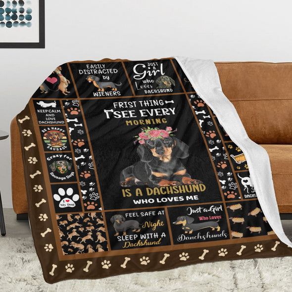 Dachshund Pattern Blanket Fleece Throw Blanket Super Soft Warm Gifts for Baby Girls Boys Kids Mom Grandma Room Decor