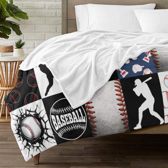 Baseball Pattern Blanket Fleece Throw Blanket Super Soft Warm Gifts for Baby Girls Boys Kids Mom Grandma Room Decor
