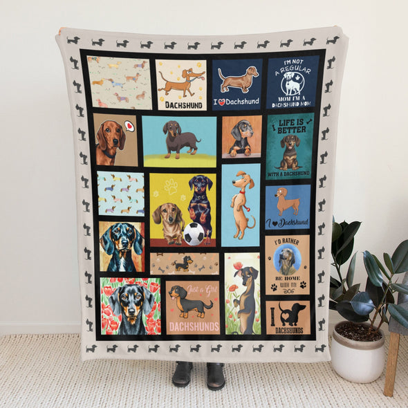 Dachshund Pattern Blanket Fleece Throw Blanket Super Soft Warm Gifts for Baby Girls Boys Kids Mom Grandma Room Decor