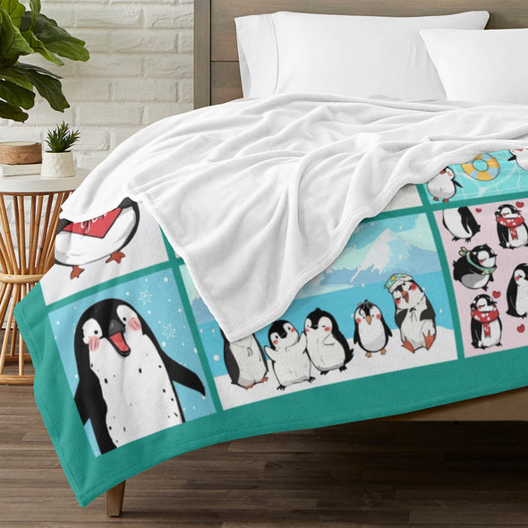 Penguin Blanket Fleece Throw Blanket Super Soft Warm Gifts for Baby Girls Boys Kids Mom Grandma Room Decor