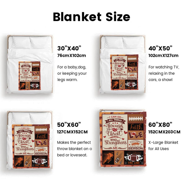 Football Pattern Blanket Fleece Throw Blanket Super Soft Warm Gifts for Baby Girls Boys Kids Mom Grandma Room Decor