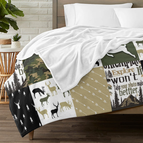 Deer Pattern Blanket Fleece Throw Blanket Super Soft Warm Gifts for Baby Girls Boys Kids Mom Grandma Room Decor