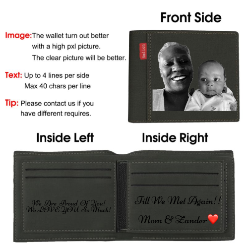 Custom Engraved Wallet, Personalized Photo Wallet for Men Dad Father Day Gifts