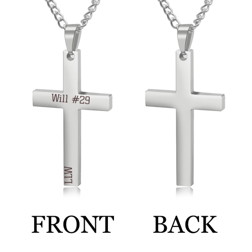 Personalized Cross Necklace,Custom Engraved Pendant Necklace for Men with Your Text