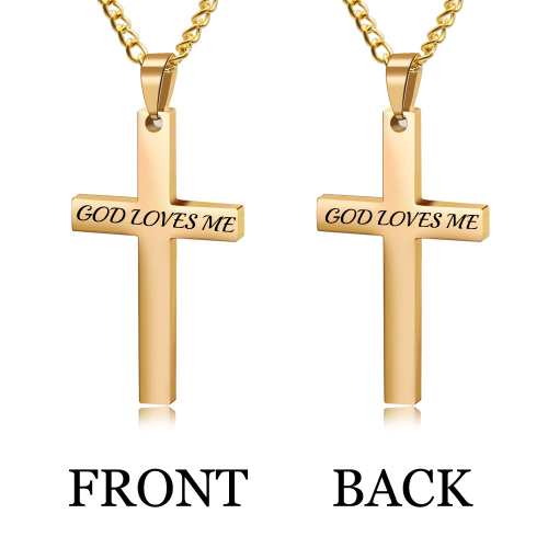 Personalized Cross Necklace,Custom Engraved Pendant Necklace for Men with Your Text