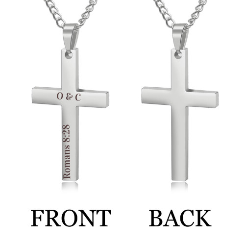 Personalized Cross Necklace,Custom Engraved Pendant Necklace for Men with Your Text