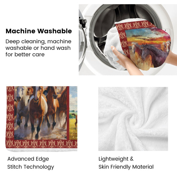 Horse Blanket Gift for Women Girl Who Loves Horses for Sofa Couch Bed Room Birthday Decor Bed Travel