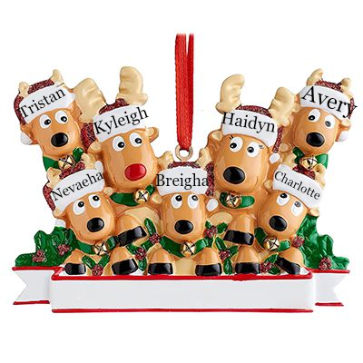 Custom Deer Christmas Ornament Family of 2,3,4,5,6,7,8 Name, Personalized Christmas Ornament with Kids Name
