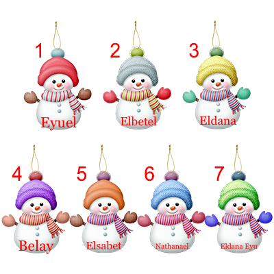 Personalized Christmas Ornaments 7pcs Custom Snowman Ornaments with Name Family Xmas Tree Hanging Gift - 3.15"（8cm）