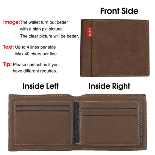 Photo Wallets for Men, Personalized Engraved Wallets With Text for Dad Son, Custom wallet for Fathers Day Gift