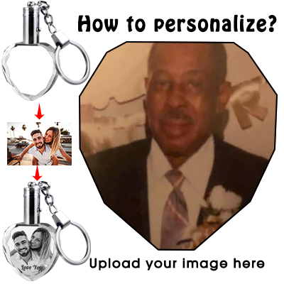 Personalized Heart Crystal Keychain with Picture Lighted,Customize Photo Keychain Engraved for Father's Day,Mothers Day