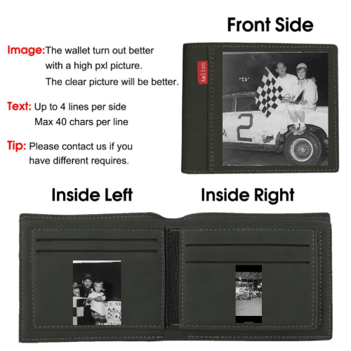 Custom Engraved Wallet, Personalized Photo Wallet for Men Dad Father Day Gifts