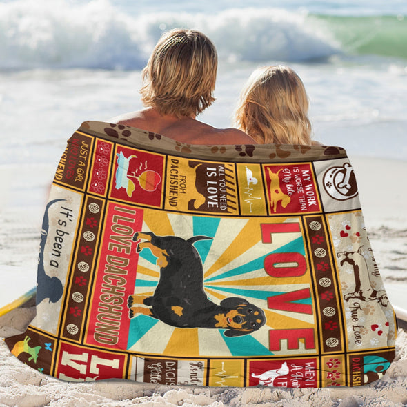 Dachshund Pattern Blanket Fleece Throw Blanket Super Soft Warm Gifts for Baby Girls Boys Kids Mom Grandma Room Decor