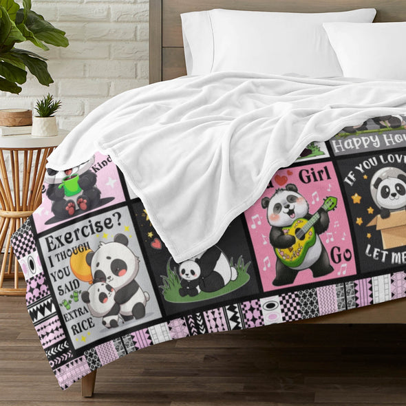 Panda Pattern Blanket Fleece Throw Blanket Super Soft Warm Gifts for Baby Girls Boys Kids Mom Grandma Room Decor