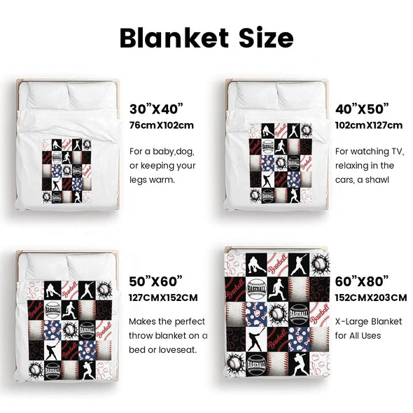 Baseball Pattern Blanket Fleece Throw Blanket Super Soft Warm Gifts for Baby Girls Boys Kids Mom Grandma Room Decor