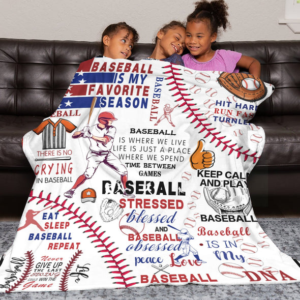 Baseball Pattern Blanket Fleece Throw Blanket Super Soft Warm Gifts for Baby Girls Boys Kids Mom Grandma Room Decor