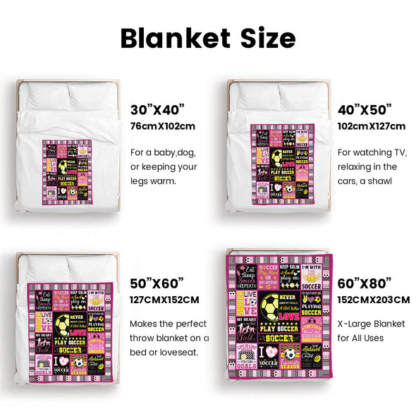 Soccer Blanket, Soccer Sports Themed Throw, Soft Nap Throw Blanket for Home Boys Girls Women Men Soccer Lovers Gifts