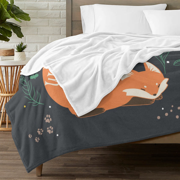 Fox Pattern Blanket Fleece Throw Blanket Super Soft Warm Gifts for Baby Girls Boys Kids Mom Grandma Room Decor