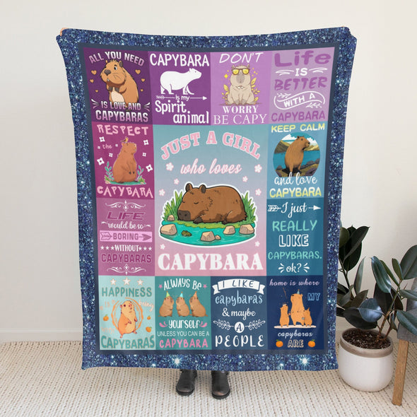 Capybara Pattern Blanket Fleece Throw Blanket Super Soft Warm Gifts for Baby Girls Boys Kids Mom Grandma Room Decor