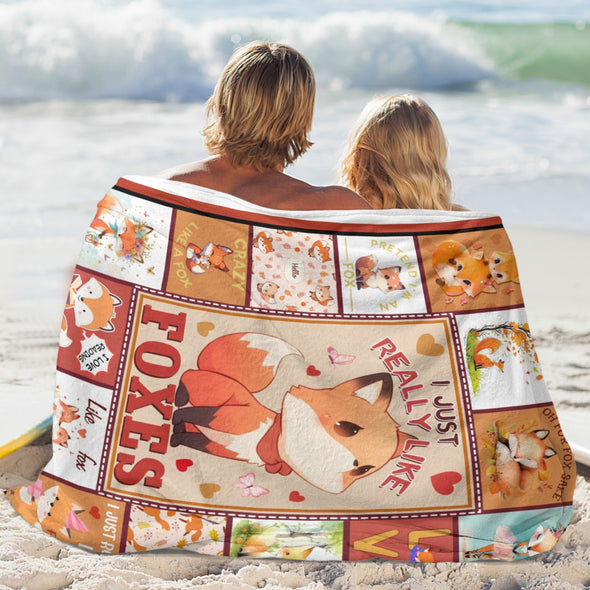 Fox Pattern Blanket Fleece Throw Blanket Super Soft Warm Gifts for Baby Girls Boys Kids Mom Grandma Room Decor