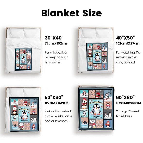 Penguin Blanket Fleece Throw Blanket Super Soft Warm Gifts for Baby Girls Boys Kids Mom Grandma Room Decor