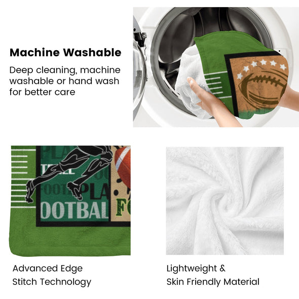 Football Pattern Blanket Fleece Throw Blanket Super Soft Warm Gifts for Baby Girls Boys Kids Mom Grandma Room Decor