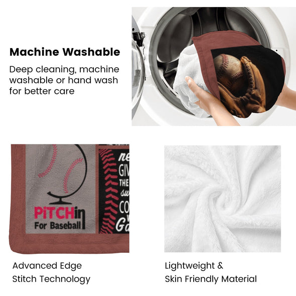 Baseball Pattern Blanket Fleece Throw Blanket Super Soft Warm Gifts for Baby Girls Boys Kids Mom Grandma Room Decor