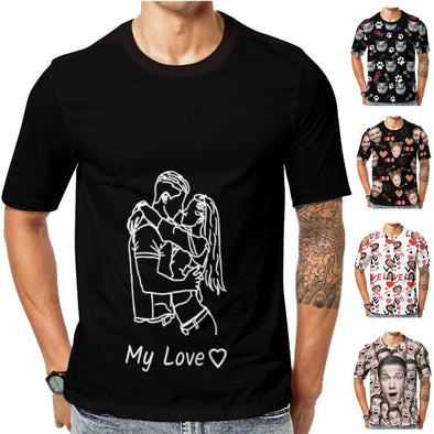 Custom T Shirts Design Your Own Portrait Personalized Photo Short Sleeve for Men Valentine's Father's Day Gifts Boyfriend Husband