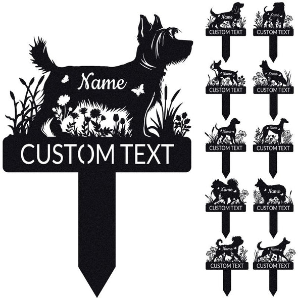 Custom Metal Pet Grave Markers Personalized Dog Breed Memorial Stake Tombstone for Garden Yard Graveside Pet Loss Gifts